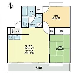 フォブール吉峰A 2LDKの間取図画像