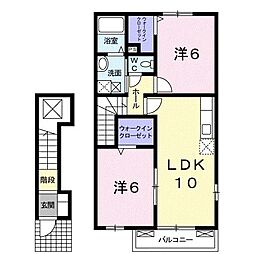 グローヴ・ガーデンII 2階2LDKの間取り