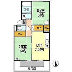 ラフィーネA 2DKの間取図画像