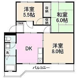 コーポ増田 2階3DKの間取り