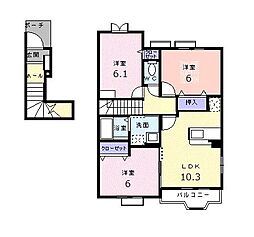 ヴァルトブリーゼB 3LDKの間取図画像