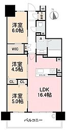 サーパス栗林公園ミッドグラン302号 3階3LDKの間取り