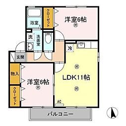 グランシャトー2 2LDKの間取図画像