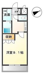 プランドール 1Kの間取図画像