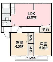 ブリージィタウンA 2LDKの間取図画像