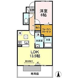 クレセール三谷 1LDKの間取図画像