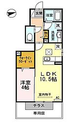 ワイズハウス六条 1LDKの間取図画像
