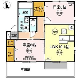 プルミエールA 2LDKの間取図画像
