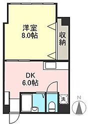 ミユキ第一ビル 1DKの間取図画像