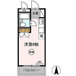 シャインコート福岡町 ワンルームの間取図画像