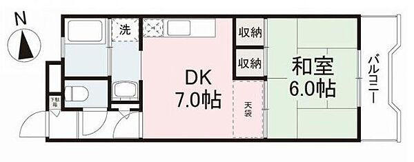 六本木ハイツ 205｜香川県高松市香西本町(賃貸マンション1DK・2階・31.68㎡)の写真 その2