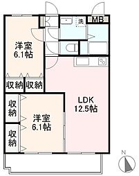 ブレイン鬼無 2LDKの間取図画像