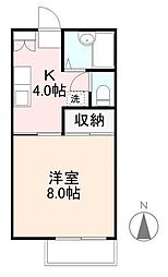アルベール屋島A 1Kの間取図画像