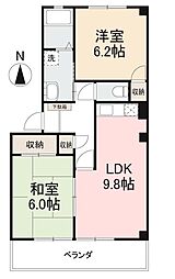 ファミリア大橋 2LDKの間取図画像