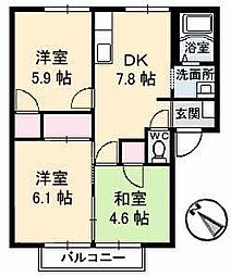 フレグランス春日A棟 3DKの間取図画像