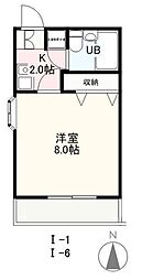 ヴィラ・アンソレイエ高松南1 1Kの間取図画像