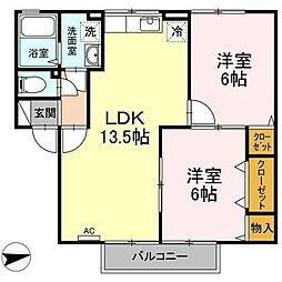 メゾンシャルム木太B 2LDKの間取図画像