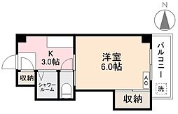 リベルテ二番丁 1Kの間取図画像