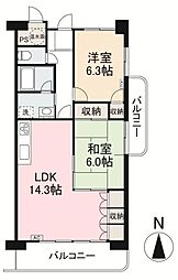 TADコンフォート大内 2LDKの間取図画像
