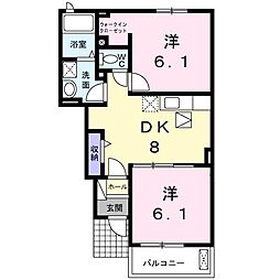 パピネス3 2DKの間取図画像