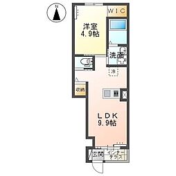フェリーチェ元山 1LDKの間取図画像