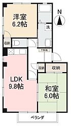 ファミリア大橋 2LDKの間取図画像