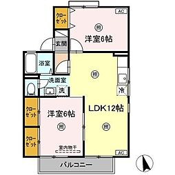 ロイヤルコート円座B 2LDKの間取図画像
