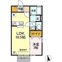 Uranus木太 1LDKの間取図画像