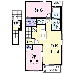 ティファニー2 2LDKの間取図画像