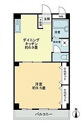 フィネス新開 1DKの間取図画像