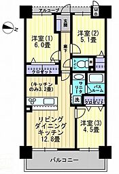 アルファライフ松島公園2 3LDKの間取図画像
