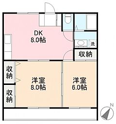 ハグネストA 2DKの間取図画像