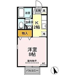 サンピア・KA 1Kの間取図画像