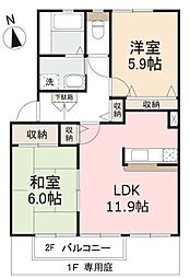 フォブールマルサンA 2LDKの間取図画像