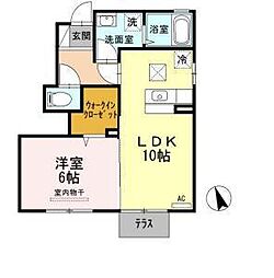 ラ・ルル六条C 1LDKの間取図画像