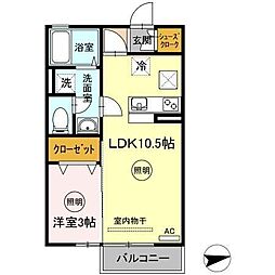 プレミール太田 1LDKの間取図画像