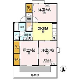 ドミール屋島B 3DKの間取図画像