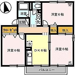 ファミール河野A 3DKの間取図画像