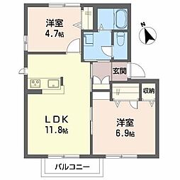 ガーデンパレスブローディア 2LDKの間取図画像