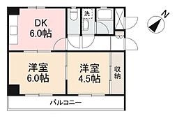 ロイヤルパークハイツ 2DKの間取図画像