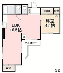 中野町マンション 1LDKの間取図画像