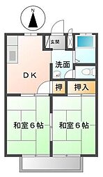 サンライフマエダA 2DKの間取図画像