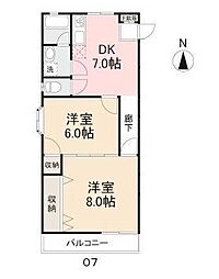 メゾン丹秀 2DKの間取図画像