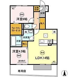 グランツ松島E 2LDKの間取図画像