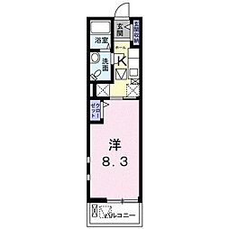 アンジュ 1Kの間取図画像