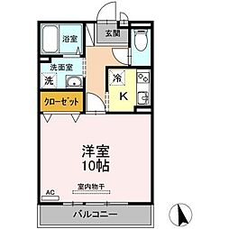 ヴィーアジラソーレA 1Kの間取図画像
