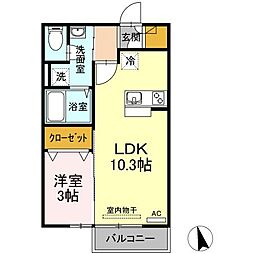 リビングタウン高松中央A 1LDKの間取図画像