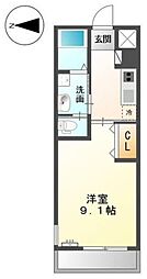 エスポワール 1Kの間取図画像