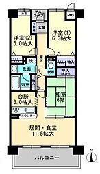 ファミール錦町 3LDKの間取図画像