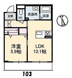 グリナージュ 1LDKの間取図画像